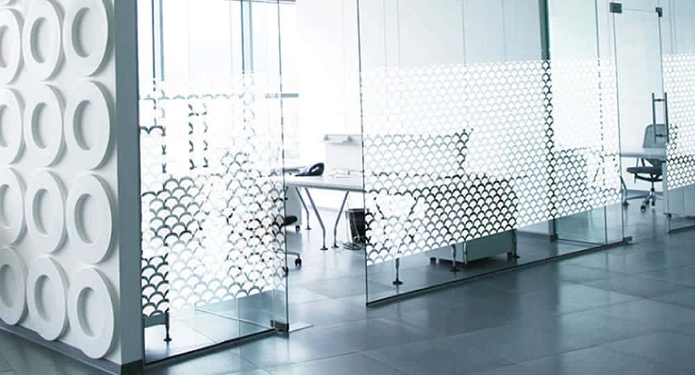 Atoma Frosted Shell Patterned Window Film A5 sample window film image showing finish and effect