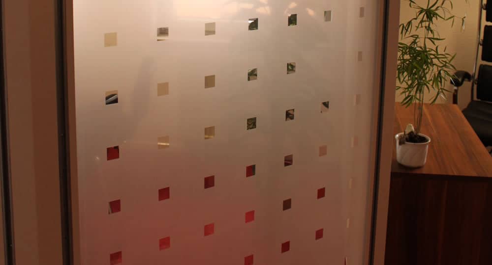 Tecno Frosted Block Patterned Window Film A5 sample window film image showing finish and effect