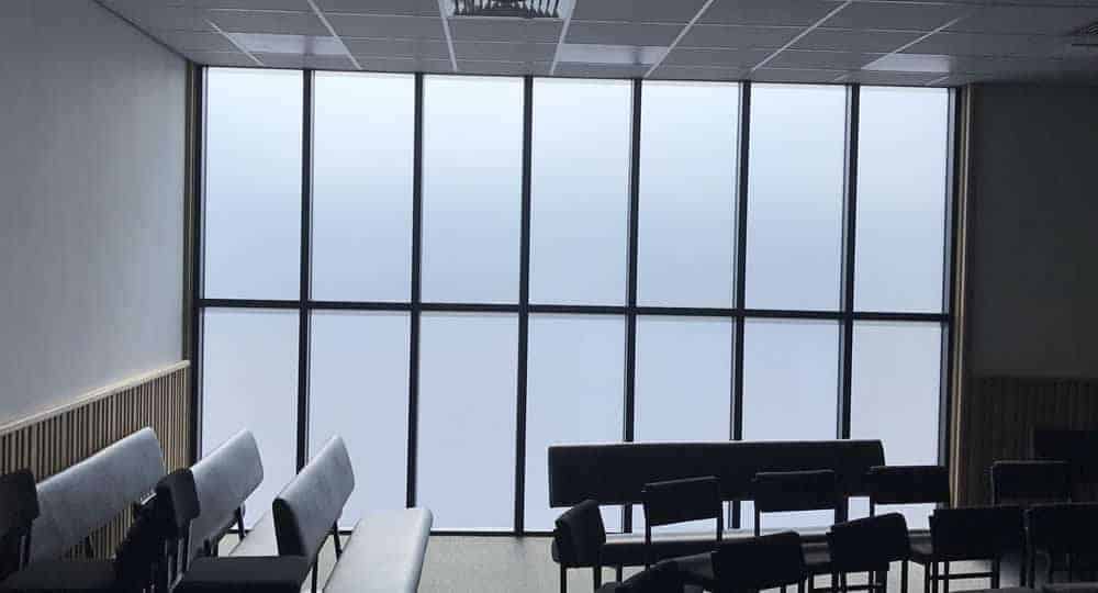 Modern Grey Frosted Window Film A5 sample window film image showing finish and effect