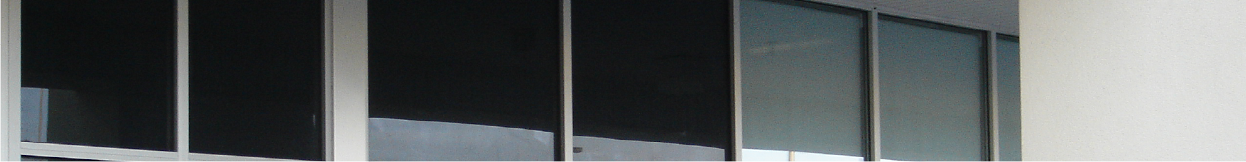 Glazing with blackout window film installed