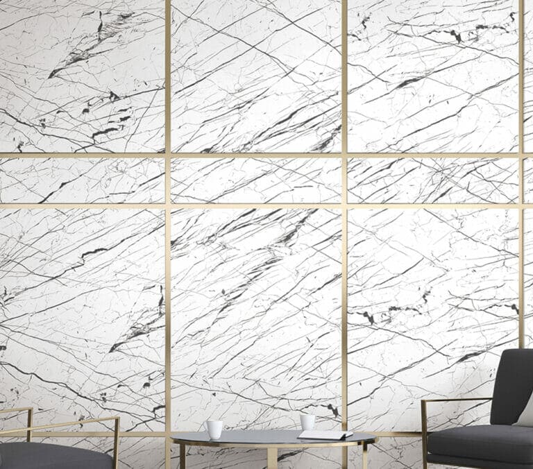 Close-up photo of Cover Styl' Black Stripes White Marble Vinyl Wrap installed