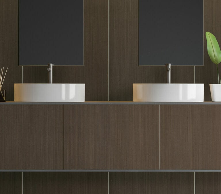 Close-up photo of Cover Styl' Brown Metal Wood Vinyl Wrap installed