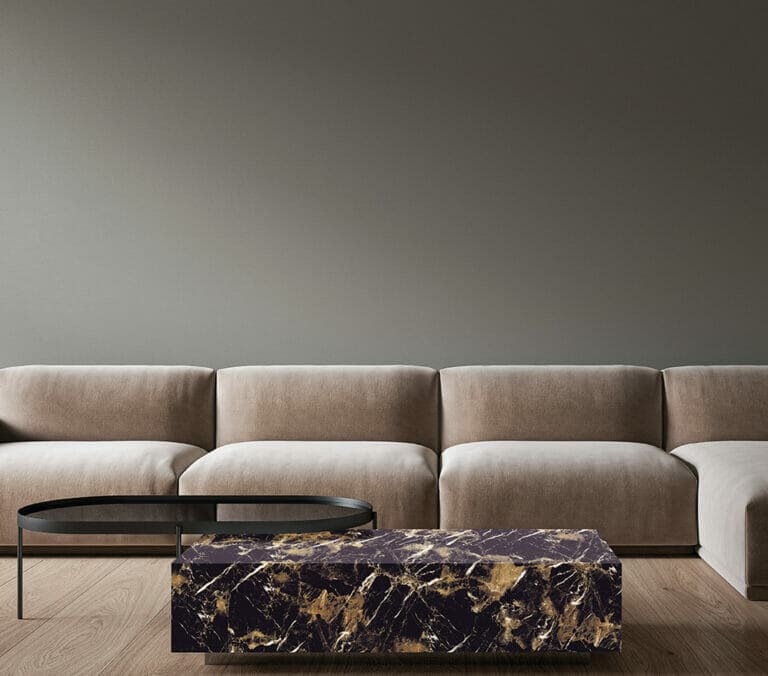 Close-up photo of Cover Styl' Dark Caramel Marble Vinyl Wrap installed