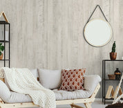 Close-up photo of Cover Styl' Light Grey Wood Panel Vinyl Wrap installed