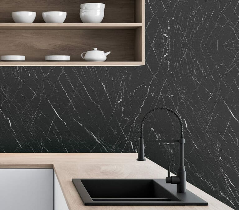 Close-up photo of Cover Styl' Mat Ash Black Marble Vinyl Wrap installed