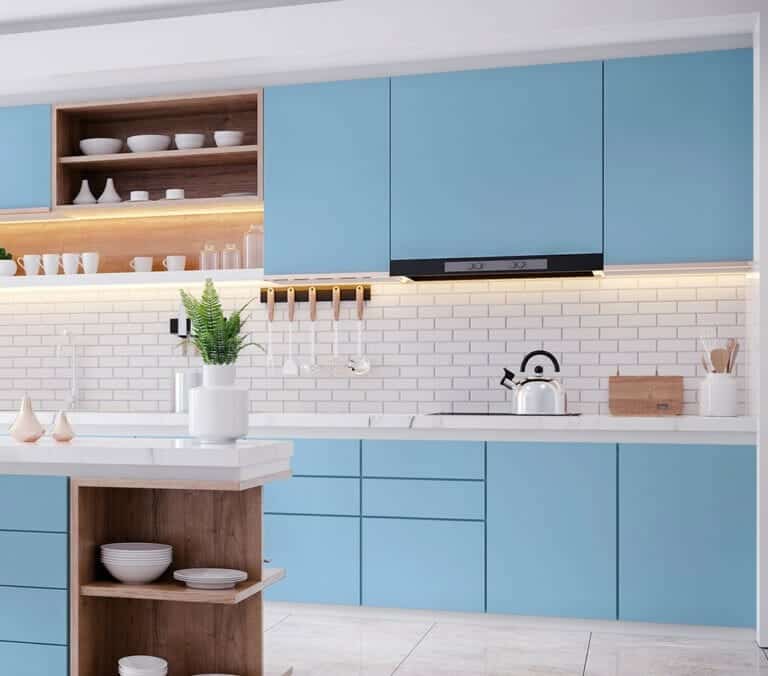 Close-up photo of Cover Styl' Solid Light Blue Vinyl Wrap installed 