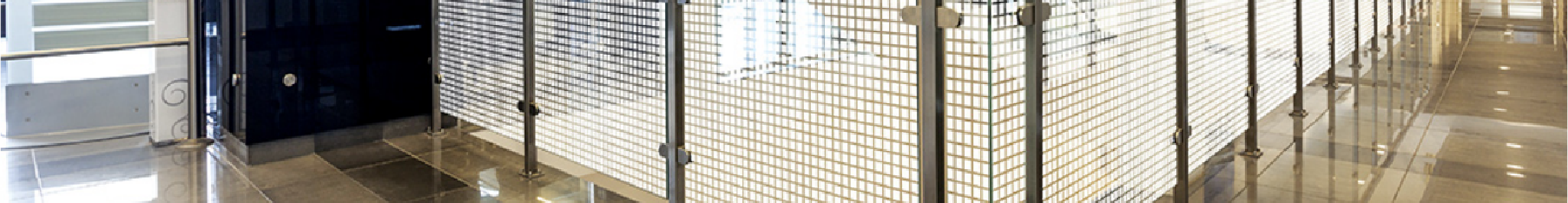 Frosted patterned window film installed to glass balcony