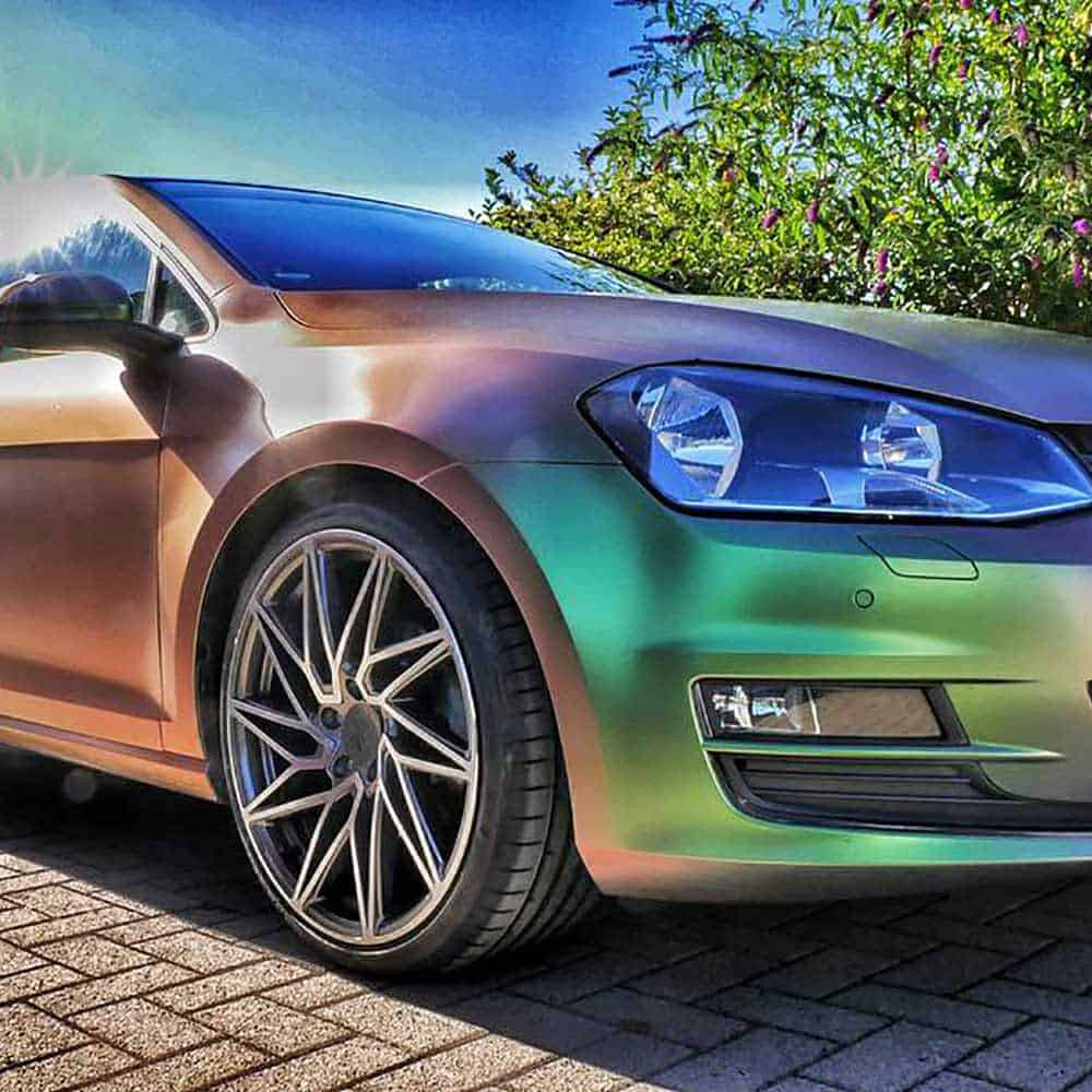 Car with Oracal Gloss Avocado installed