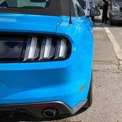 Close-up of an Oracal Gloss Fjord Blue car's rear end