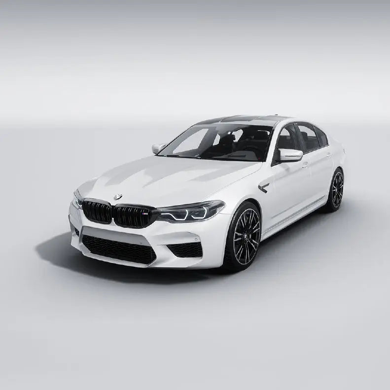 Oracal 970-010M matte white vehicle wrap installed on a BMW  with a white background