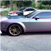 Gold rimmed car wrapped in Oracal 970-315M 