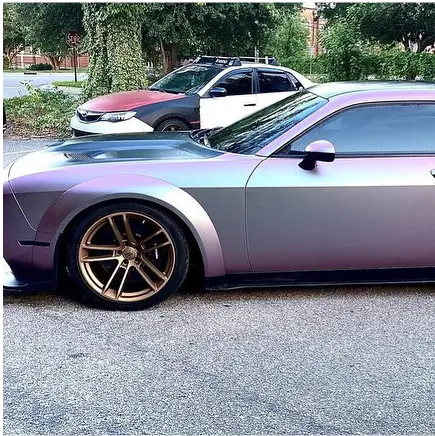 Gold rimmed car wrapped in Oracal 970-315M 