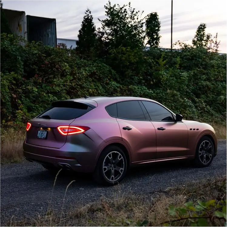 Rear view of a car wrapped in Oracal 970-315M vinyl wrap