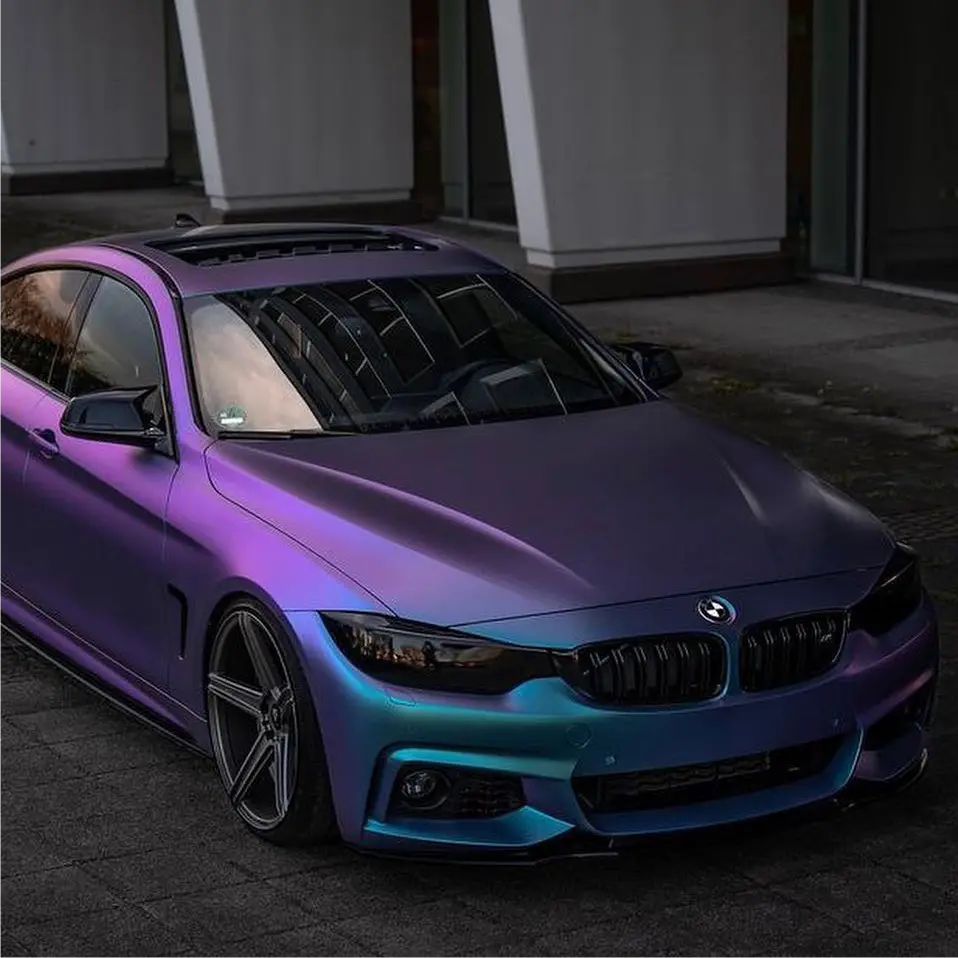 BMW with Oracal 970-319M matte ultramarine violet car wrap fitted