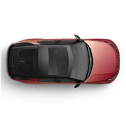 Over head look of a car with Oracal 970 unique red vehicle wrap installed