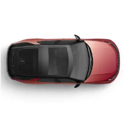 Over head look of a car with Oracal 970 unique red vehicle wrap installed
