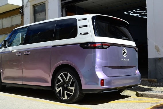 Oracal Gloss Amethyst installed on a vehicle parked on a street