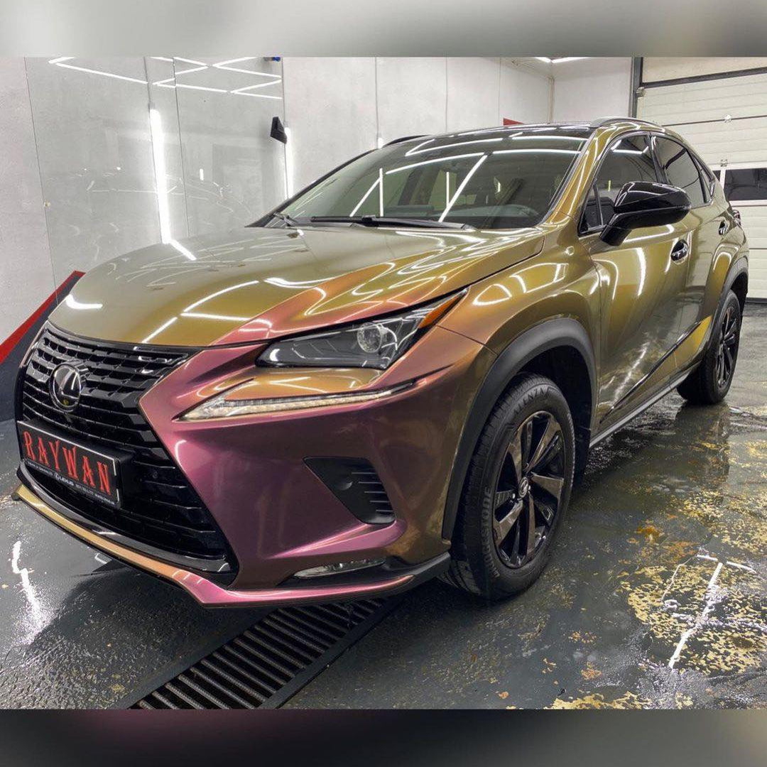 Oracal Gloss Aubergine Bronze installed on a car parked in a garage