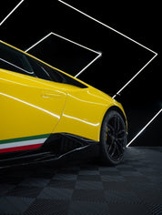 Lamborghini with black rims and Oracal Gloss Traffic Yellow installed