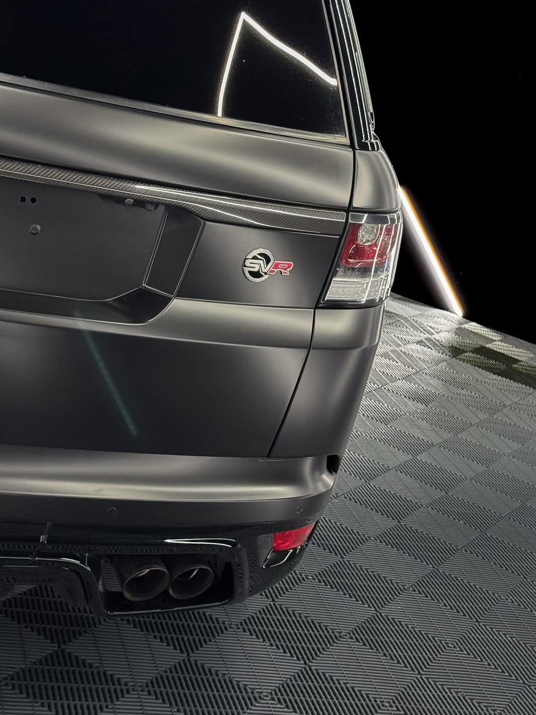 Car rear view with Oracal Matte Black installed