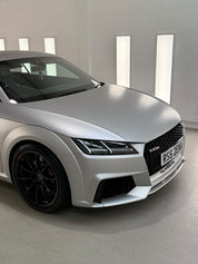 Audi close up with Oracal Matte Silver Grey Metallic installed