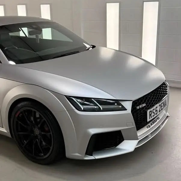 Audi close up with Oracal Matte Silver Grey Metallic installed