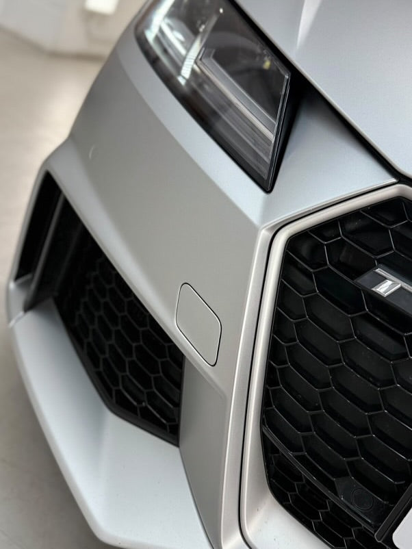 Oracal Matte Silver Grey Metallic on the grille and headlight