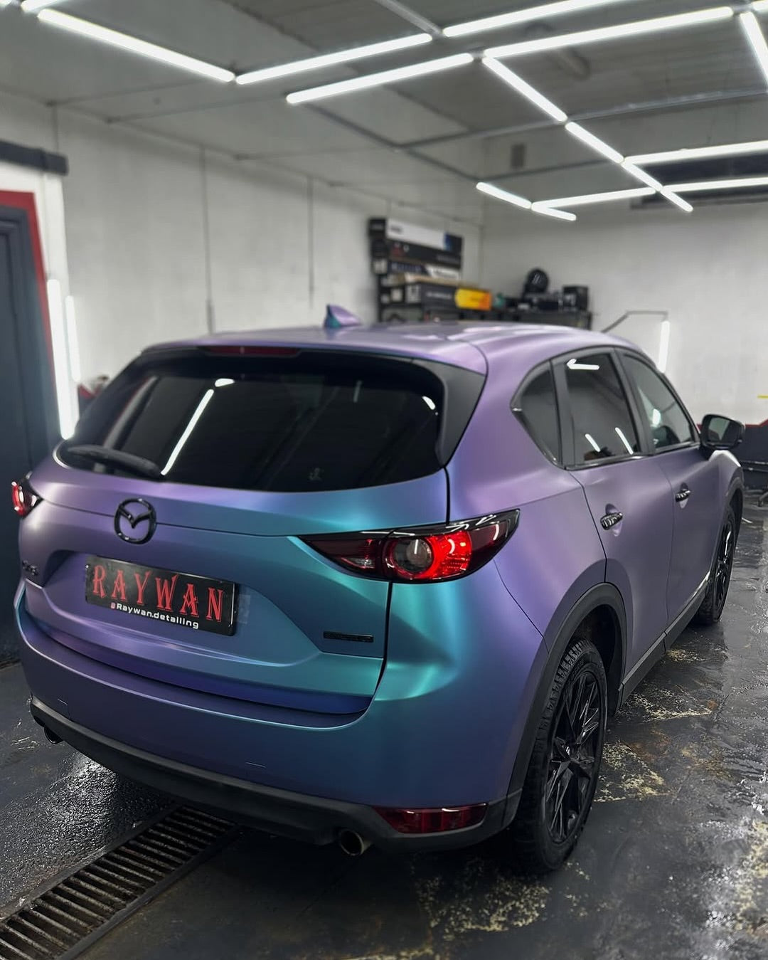 Mazda car with Oracal Matte Ultramarine Violet installed