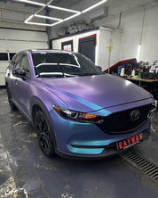 Oracal Matte Ultramarine Violet car parked in a garage