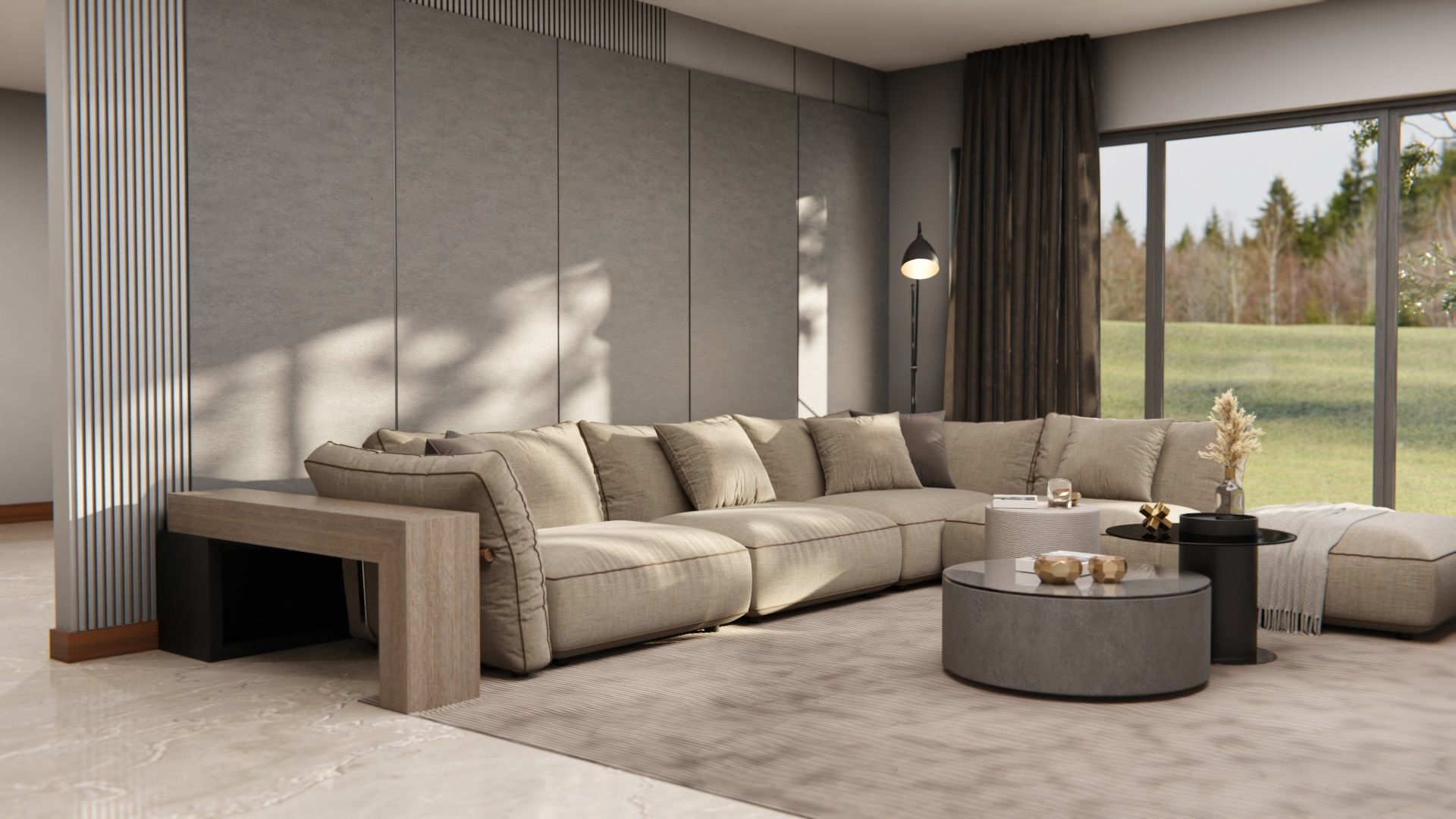 PF-U20 PVC Free - Cement Dark Cover Styl' vinyl wrap | for furniture & walls
