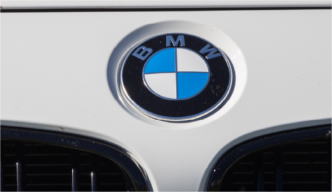 Close up of pre cut BMW window tint