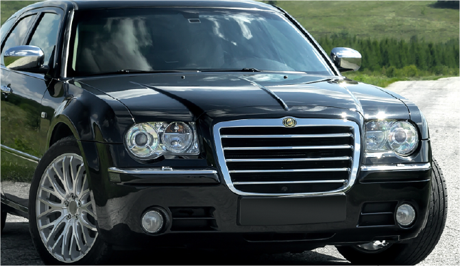 Close up of pre cut Chrysler window tint