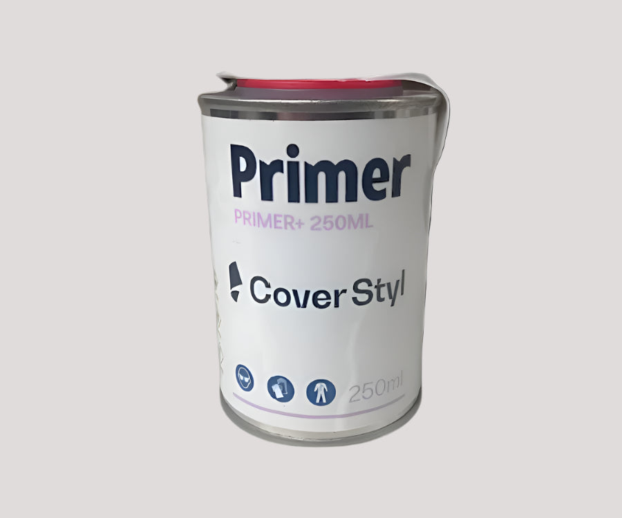 Can of Cover Styler Primer on a white background