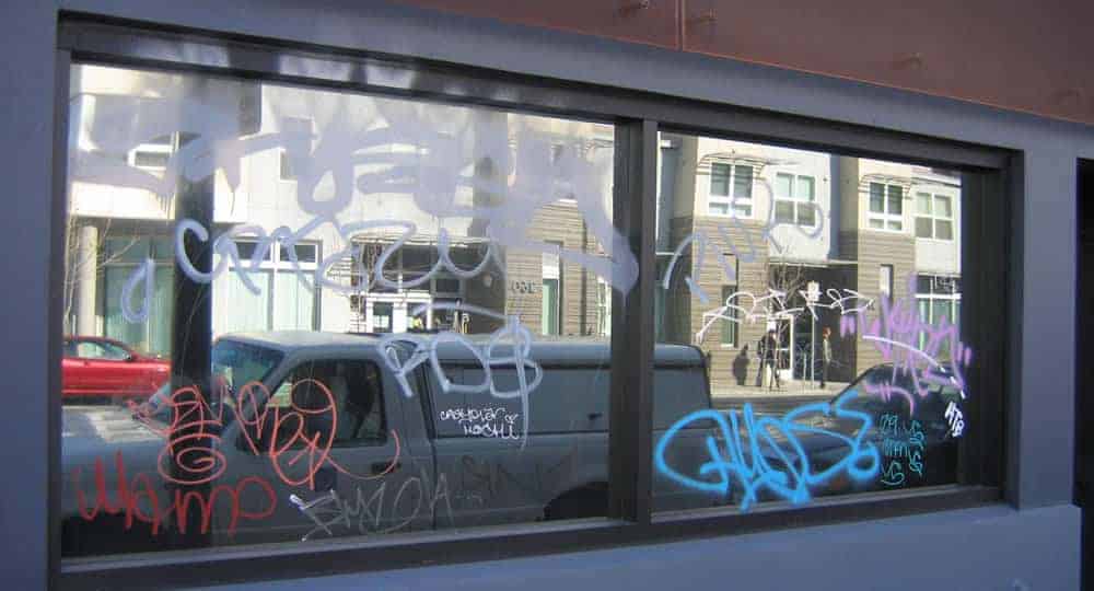 Anti Graffiti Window Film A5 sample window film image showing finish and effect
