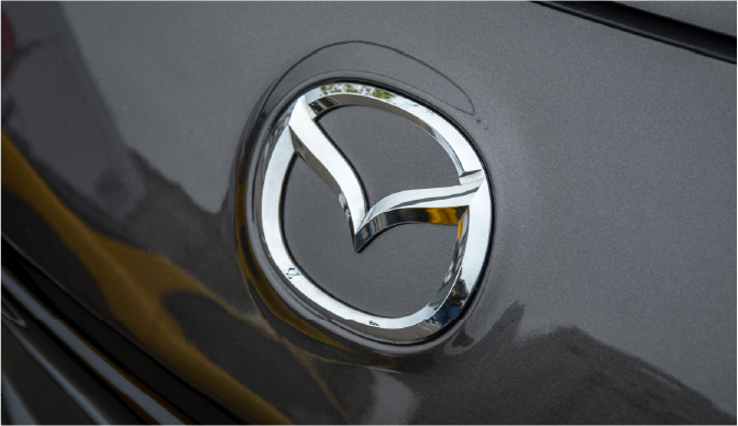Close up of pre cut Mazda window tint