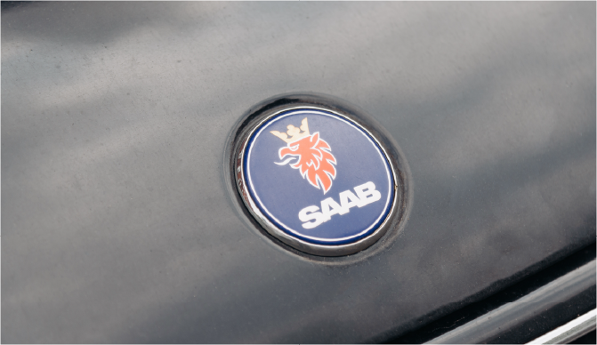 Close up of pre cut Saab window tint
