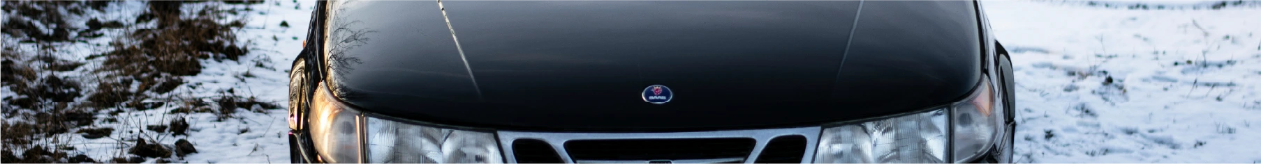 Saab window tints installed on a Saab in a snowy scenery