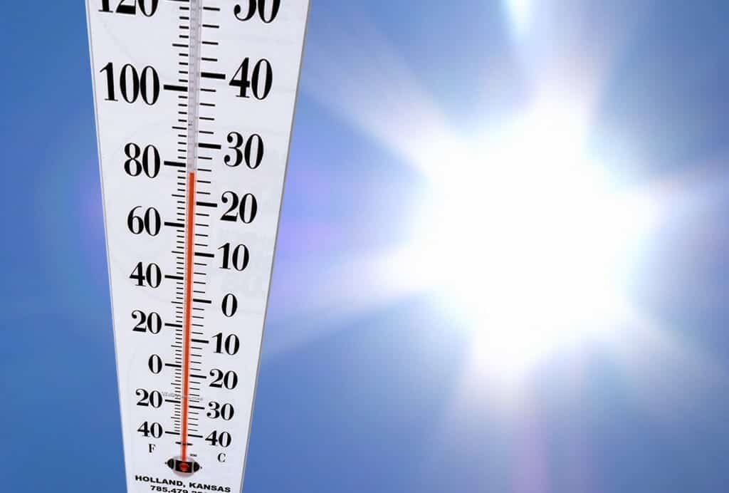 Thermometer showing suns heat through the window